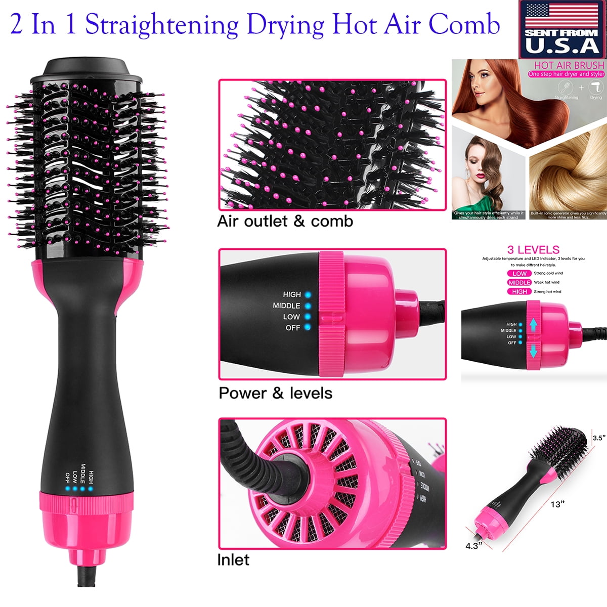 hair brush that dries and straightens hair