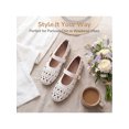 thumbnail image 3 of BLISSFUL STEP Women's Closed Toe Buckle Ballet Flats Slip on Pumps Beige2 7, 3 of 6
