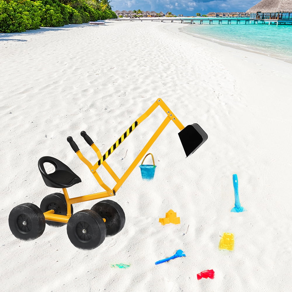 Lowestbest Kids Sand Digger, Excavator Toy With Wheels And 360°Rotatable Seat for Outdoor Ride, Yellow Lowestbest Kids Sand Digger, Excavator Toy With Wheels And 360°Rotatable Seat for Outdoor Ride, Yellow