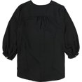 thumbnail image 2 of Ralph Lauren Camisa con botones sólidos para mujer, negro, 1X, 2 of 2