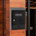 thumbnail image 1 of Buzón de pared con cerradura, moderno, fácil de instalar, para decoración del hogar, buzón para puerta de entrada exterior, residencial negro, 1 of 8