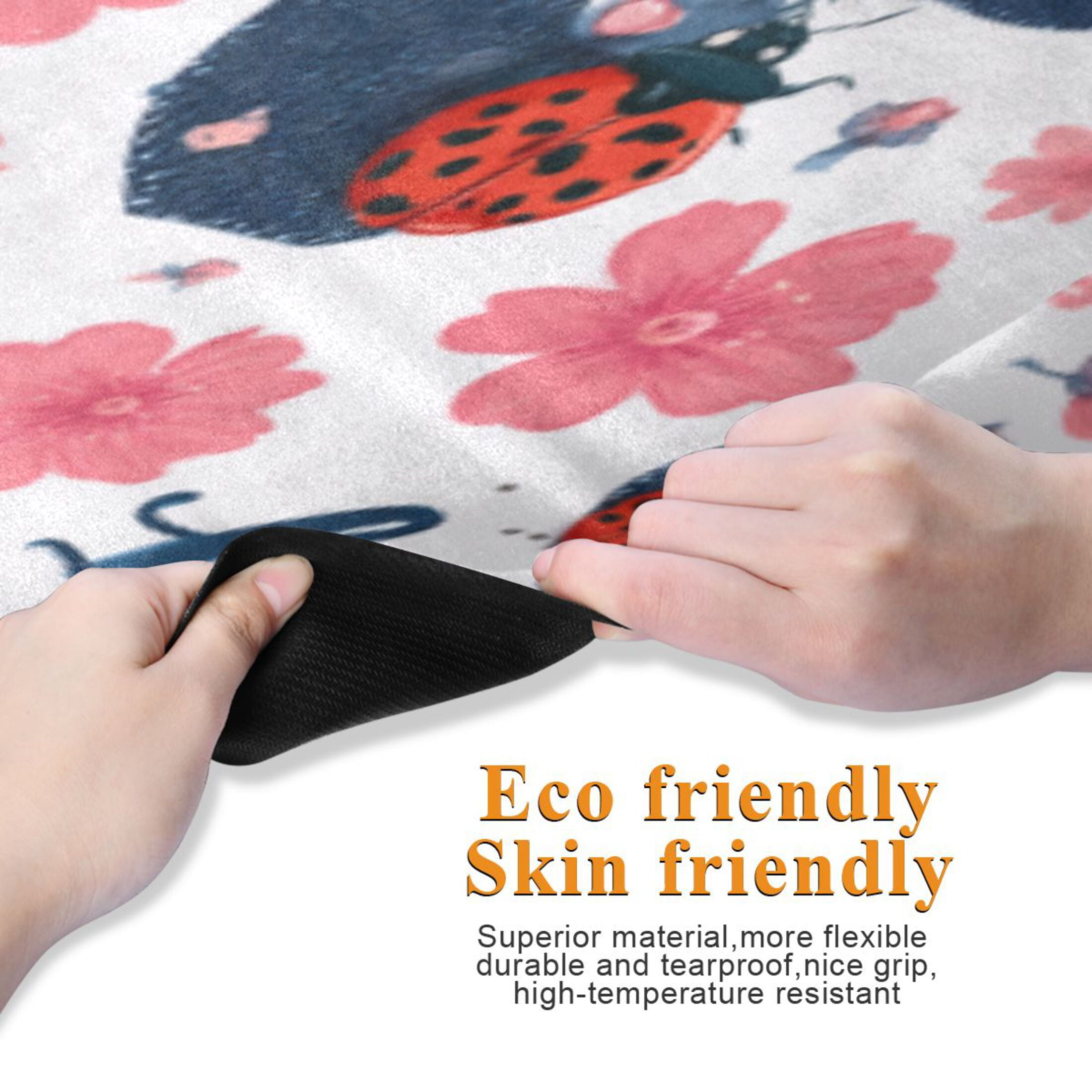 BZSMCE Yoga Mat Women Fitness Mat Floral Ladybug Heart Pattern