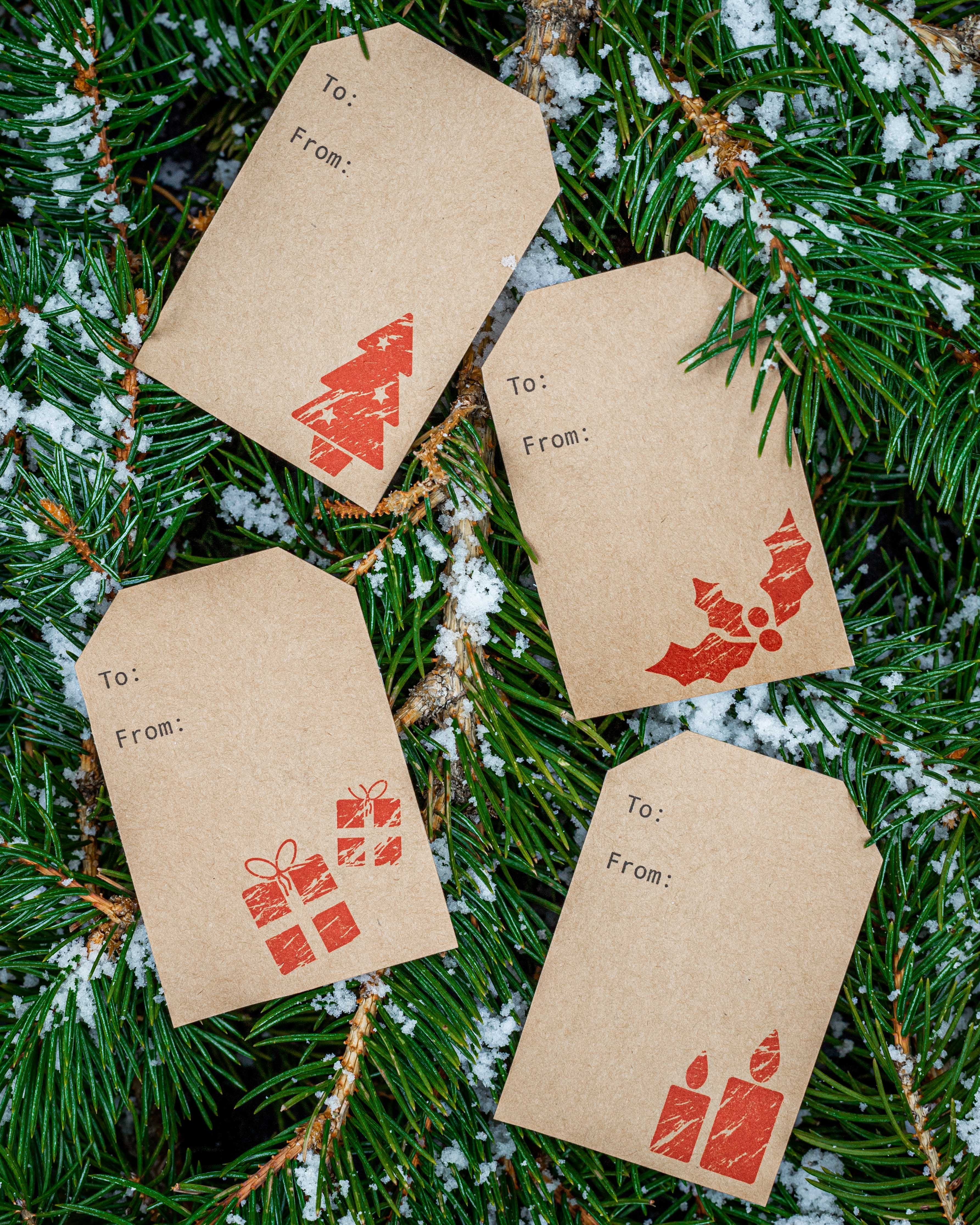 CHRISTMAS JOY-Christmas Gift Tags-Rustic-Kraft-Handmade-Set of 10 