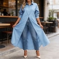 thumbnail image 2 of LIUJUNSHOP Women's Long Sleeve Button Down Shirt Dress Spring Casual Maxi Dresses Loose Fit Blouse Dress with Pockets, 2 of 8