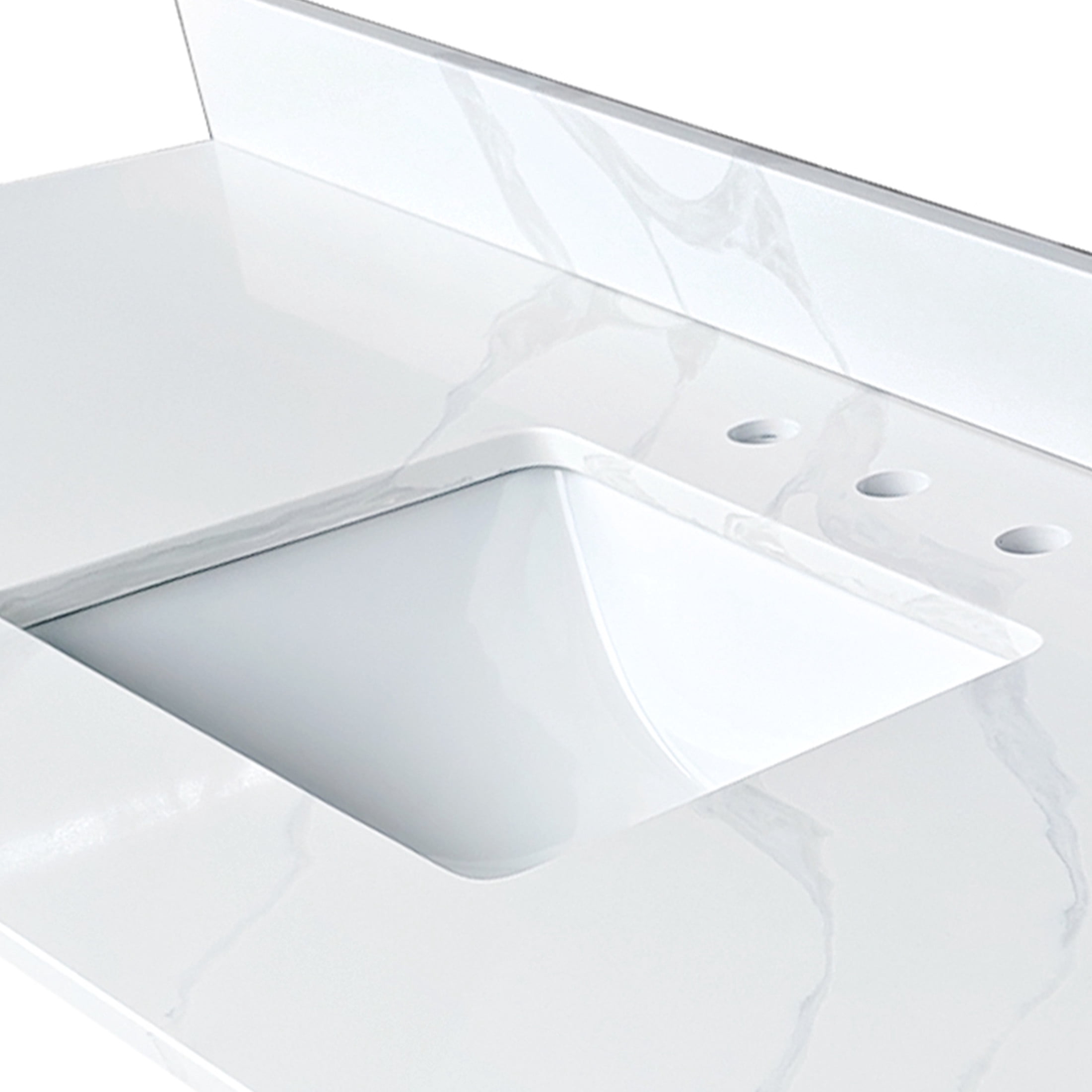 Noble House 61" Bathroom Vanity Top with Undermount Sink, Backsplash and 3 Pre-Drilled Faucet Holes, White