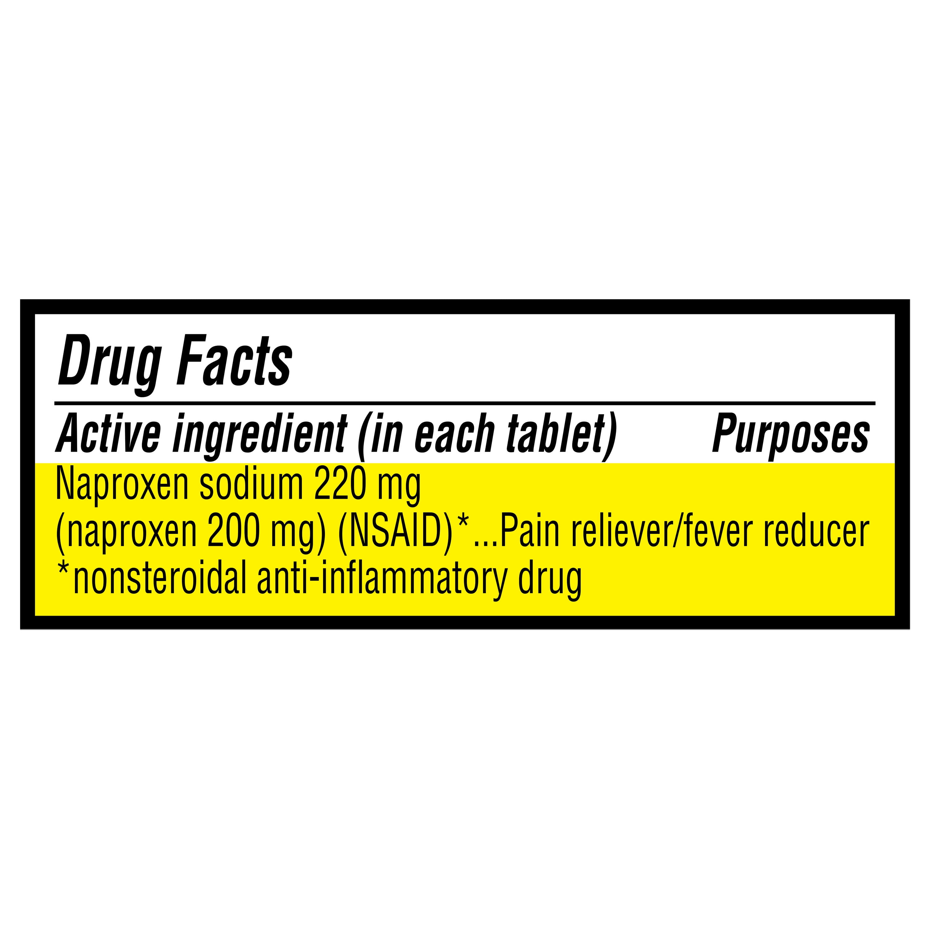 Equate All Day Back & Muscle Pain Relief Naproxen Sodium Tablets, 220mg, 90 Count, Compare to Aleve® Back and Muscle Pain Tablets Active Ingredient