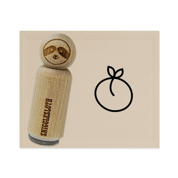 Peach Fruit Doodle Rubber Stamp for Scrapbooking Crafting Stamping - Mini 1/2 Inch