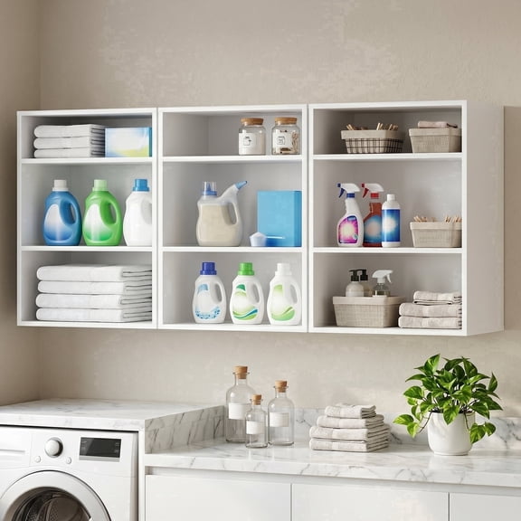 47.4"Wx11"Dx23.6"H Laundry Room WallCabinets, Bathroom Cabinets Wall Mounted with Adjustable Shelves, Display Shelf Wall Cabinet for Bedroom, Kitchen, Living Room