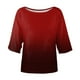 thumbnail image 3 of Gibobby Playera Termica Para Mujer Blusa holgada bohemia de verano para mujer, camiseta de talla grande con hombros descubiertos y degradado（Rojo， S), 3 of 5