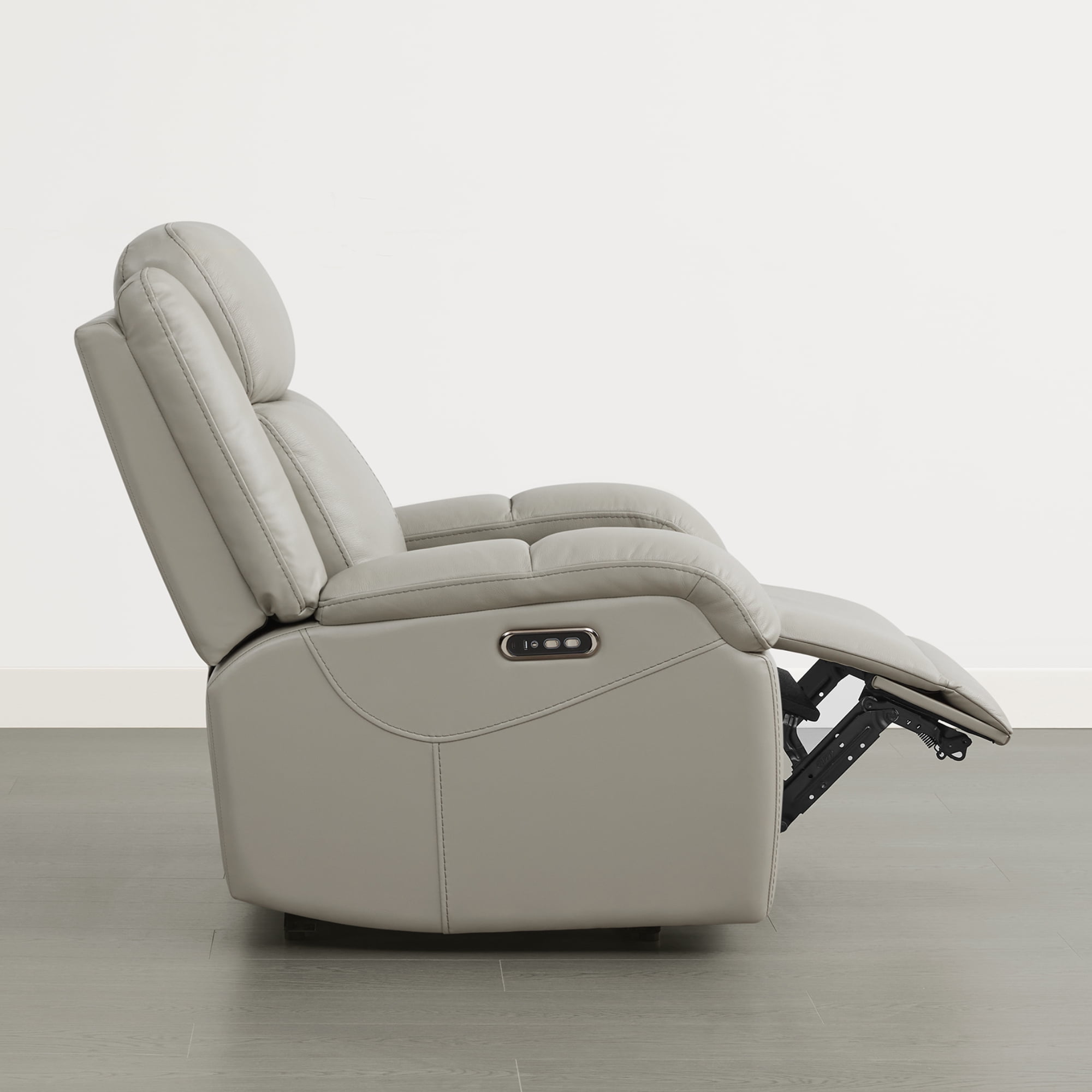 CHITA Genuine Leather Power Recliner Chair with Adjustable Headrest, Gray