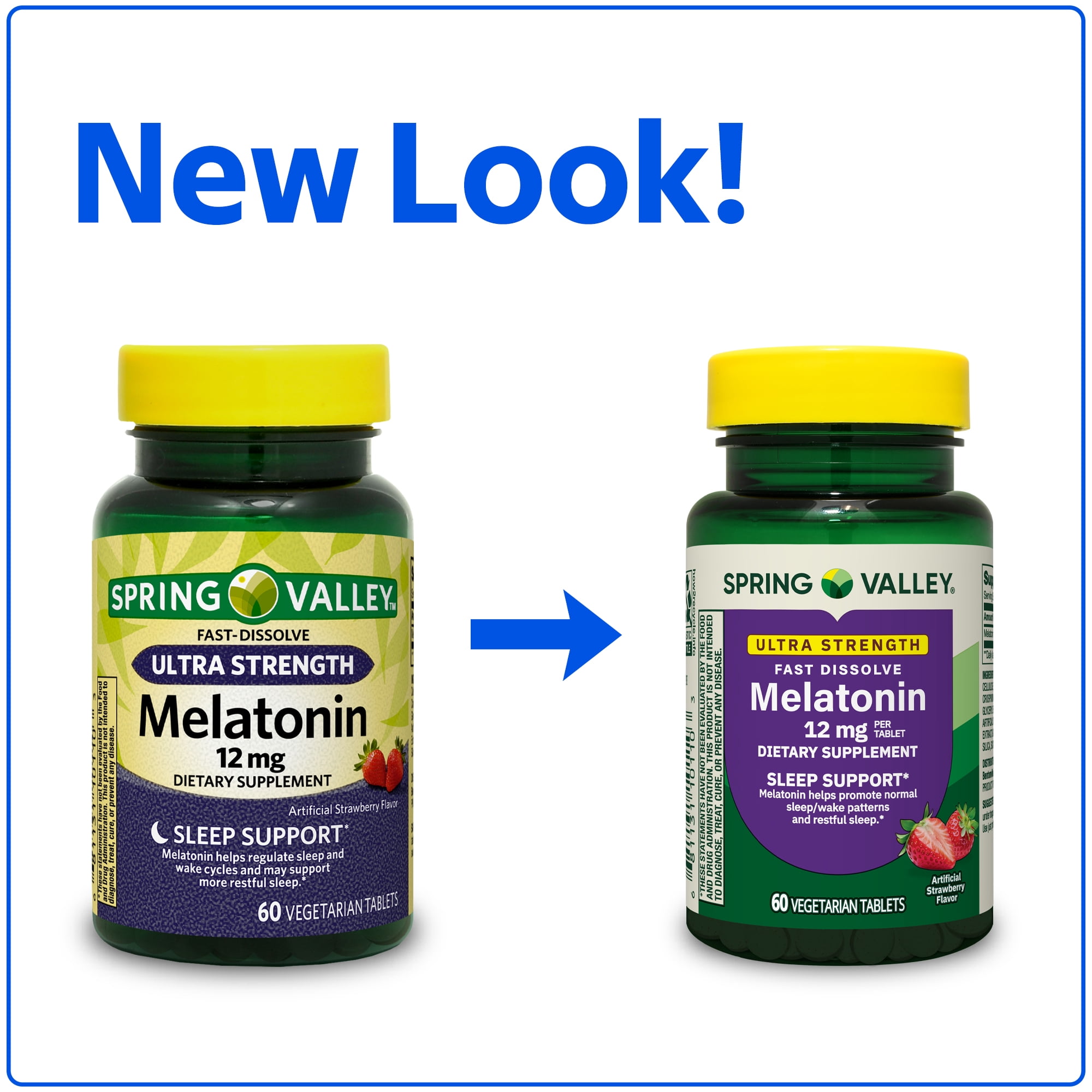 (3 pack) Spring Valley Ultra Strength Melatonin Sleep Support Dietary Supplement Fast-Dissolve Tablets, 12 mg, 60 Count
