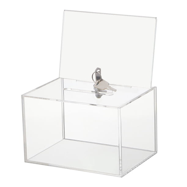 FLhrweasw Caja Donaciones Acrílico Con Cerradura Y Urna Con Soporte para Letreros (ojo Cerradura Superior Transparente)