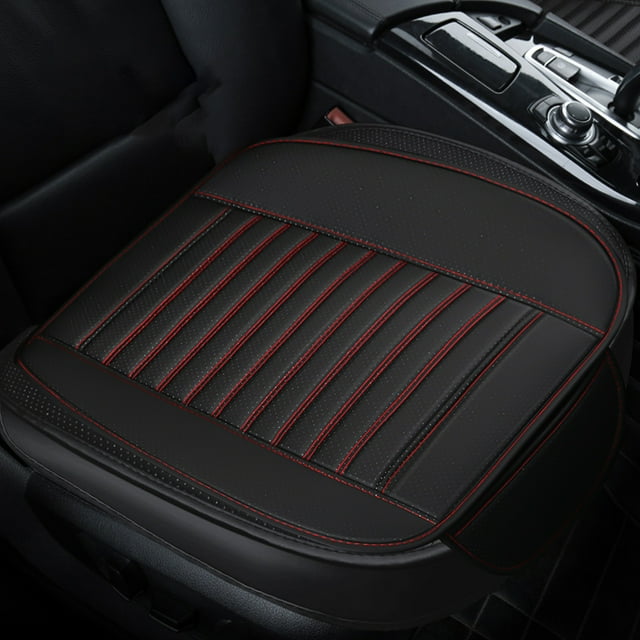 Funda universal para asiento delantero de coche - Cojín de cuero con fondo antideslizante, transpirable y fácil de limpiar, 52x51 cm, negro/rojo/blanco