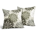 thumbnail image 2 of Olive Green Grey Flower Pillow Covers 16x16 Inch Set of 2, Gray White Dahlia Floral Line Pattern Decorative Throw Pillowcases Outdoor Farmhouse Cushion Covers Summer Holiday Sofa Couch Bed Decor, 2 of 6