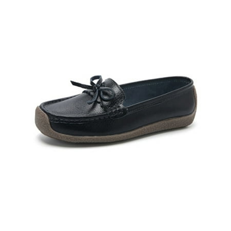 

SIMANLAN Ladies Flats Flat Nurse Shoe Slip On Loafers Women Lightweight Boat Shoes Womens Round Toe Moccasins Black 7.5