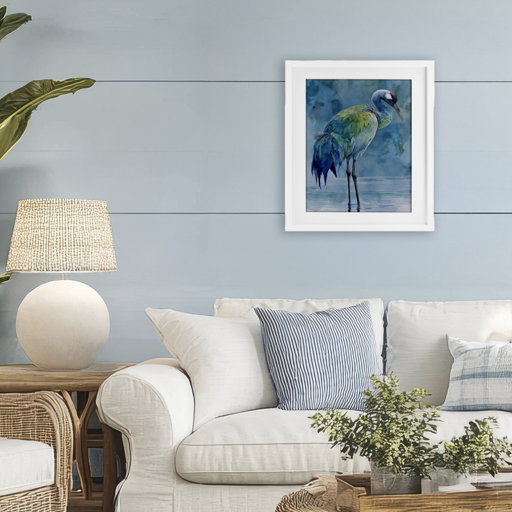 Stupell Industries Turquoise Feathered Coastal Bird White Framed Print Under Glass, design by Franklyn Gregory