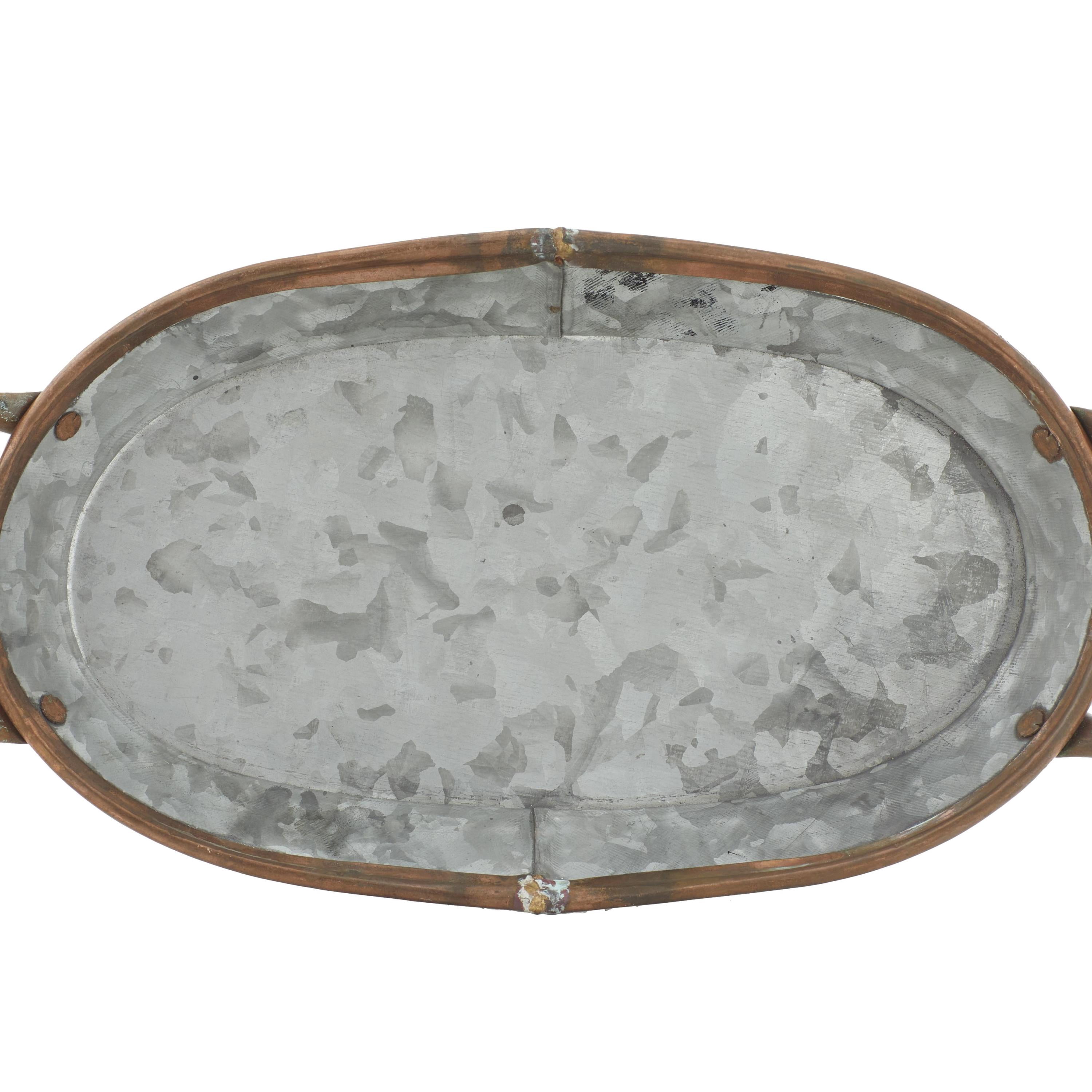 DecMode 14", 22", 28"W Gray Metal Galvanized Tray, 3-Pieces