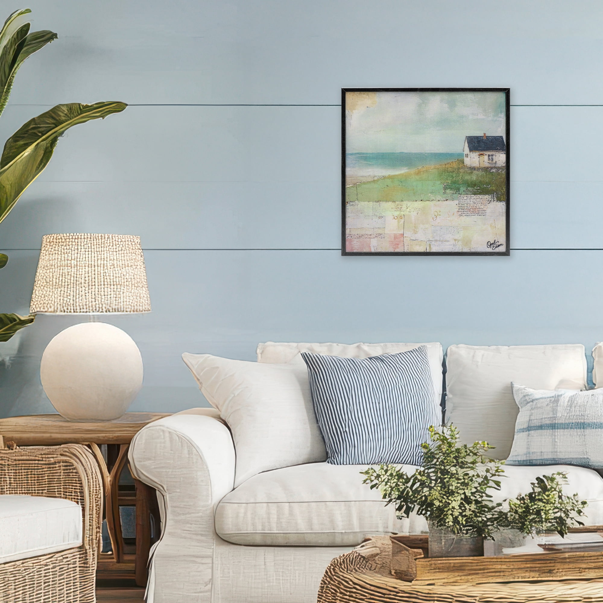 Stupell Industries Quiet Place By The Coast Black Framed Giclee Art, design by Opal Edison