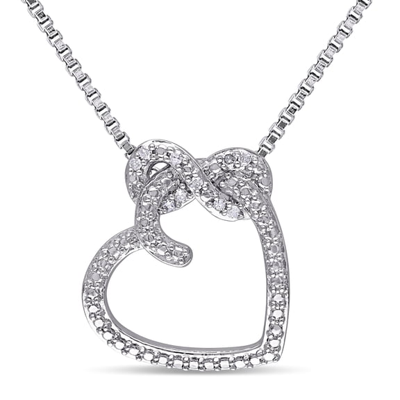 Everly Women's Diamond Accent Sterling Silver Heart Infinity Pendant with Chain