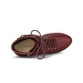 thumbnail image 4 of BLISSFUL STEP Women's Platform Lace Up Strap Block Heels Ankle Boots Burgundy 8.5, 4 of 7