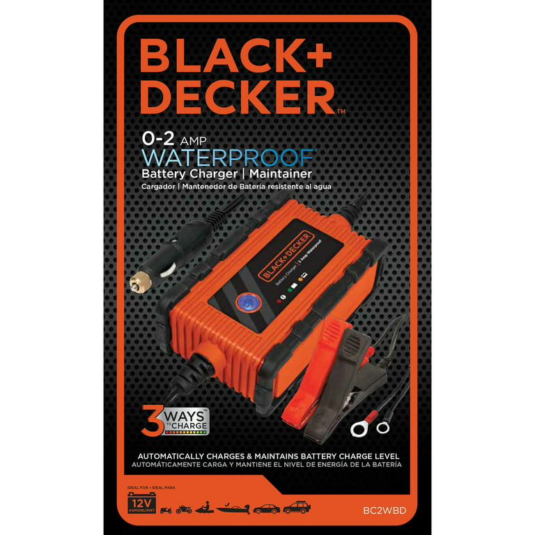 BLACK+DECKER 1.2 Amp Portable Car Battery Charger/Maintainer Compatible  with 6 and 12-Volt AGM, GEL and WET Auto/Marine Batteries BM3B - The Home  Depot