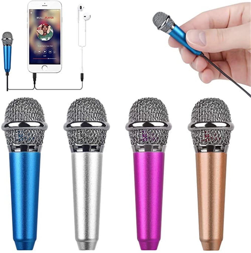 2 Pcs Mini Portable Vocal/Instrument Microphone for Mobile Phone Laptop Notebook Apple iPhone Sumsung Android with Holder Clip Blue Rose Gold 