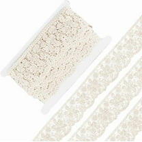 4 Yards Cotton Lace Trim 73mm Wide Wavy Edged Lace Ribbons Flat with Flower Pattern Linen Lace Trim Sewing Cotton Lace Ribbon for Crafts Gift Wrapping Bridal Wedding Decoration