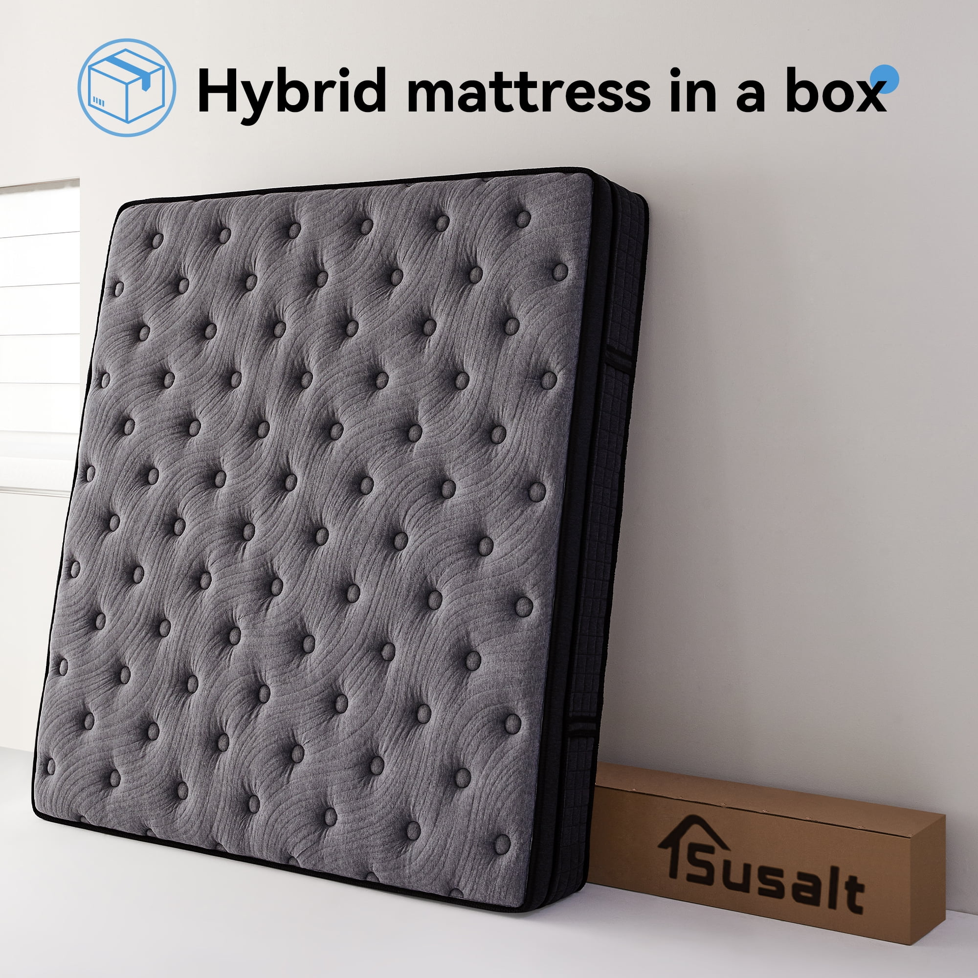 Sailvan Twin Mattress 10 Inch, Medium Firm Mattress Twin Size in a Box, Hybrid Spring Gel Memory Foam Mattress, Motion Isolation/CertiPUR-US Certification