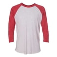 thumbnail image 1 of Next Level Mens Tri-Blend 3/4-Sleeve Raglan Tee (6051) vin rd/HTHR wht m Ropa de siguiente nivel 6051, 1 of 1