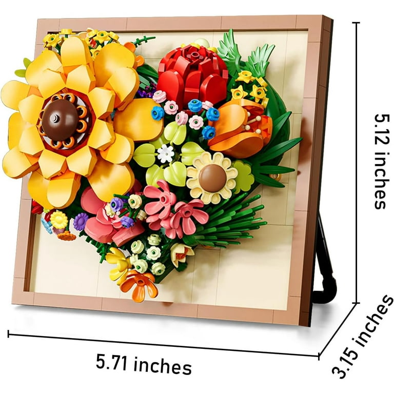 GZBrick Heart Flower Sunflower Building Set Frame Wall Art for