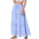 thumbnail image 4 of FALDA MAXI A LINEA PARA MUJER INSPIRADA CHIC, CINTURA ALTA, VOLANTE, CAPAS, CINTURÓN, TEXTURA DE REJILLA, FALDAS LARGAS CASUAL XL AZUL CLARO, 4 of 6