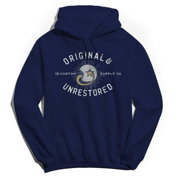 Original & Unrestored Custom Supply Graphic Navy Men's Cotton Pullover Hoodie