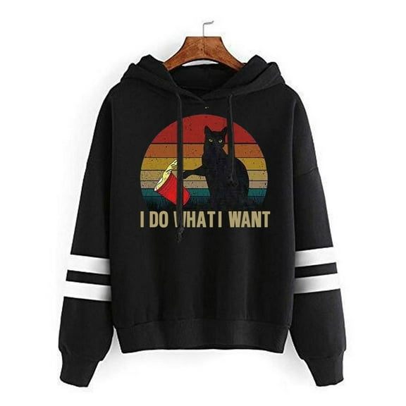 Fesfesfes Women hooded Casual Printed Long Sleeve Pullover Hoodie Two lines Tops Clothes Sale