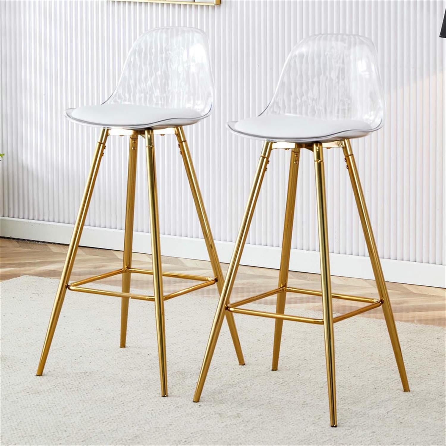 Demi Bonn 38" Counter Height Bar Stools Set of 2, Upholstered Barstools with Back, Kitchen Island Countertop Chairs for Dining Room, Gold