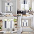 thumbnail image 6 of Blue Vertical Striped Kitchen Curtains Sets for Windows 24 Inch Length, White Minimalist Modern Rod Pocket Window Treatments Tier Curtains and Valances Set for Bedroom/Bathroom, 6 of 8
