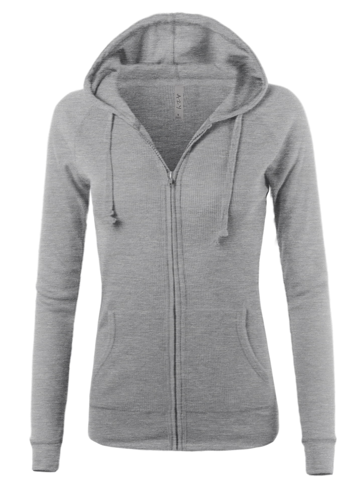 A2Y - A2Y Women's Casual Fitted Lightweight Pocket Zip Up Hoodie