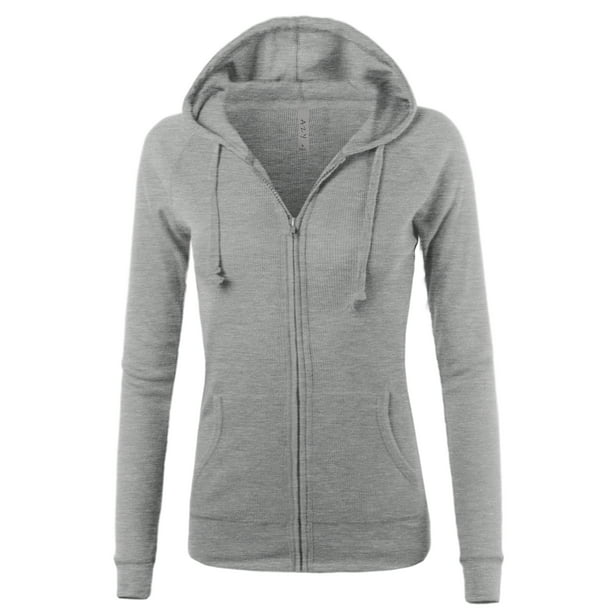 A2Y - A2Y Women's Casual Fitted Lightweight Pocket Zip Up Hoodie ...