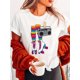 thumbnail image 1 of Short Sleeve Retro Rollerskates Print T-shirt, Crew Neck Casual Top For Summer & Spring, Women's Clothing, 1 of 6