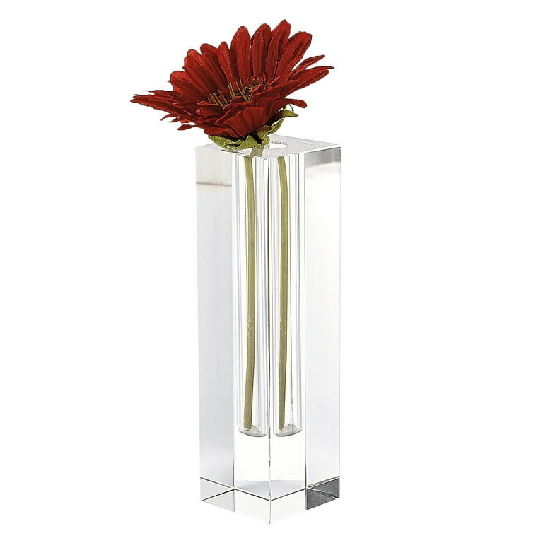 7 Hand Crafted Crystal Square Optical Bud Vase 7 Hand Crafted Crystal Square Optical Bud Vase