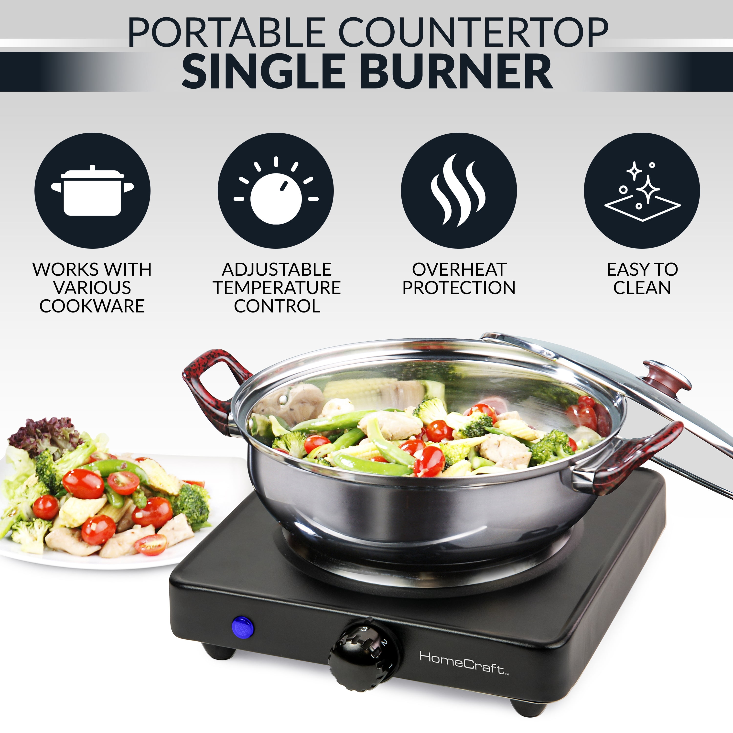 HomeCraft HCSB75BK Single Burner Hot Plate