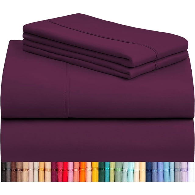 Ensemble de Draps PC Grand Draps de Lit Format Grand Poches Profondes ” Draps Rafraîchissants Anti-Froissement Lavables à la Machine Literie d'Hôtel Soyeux Doux Grand