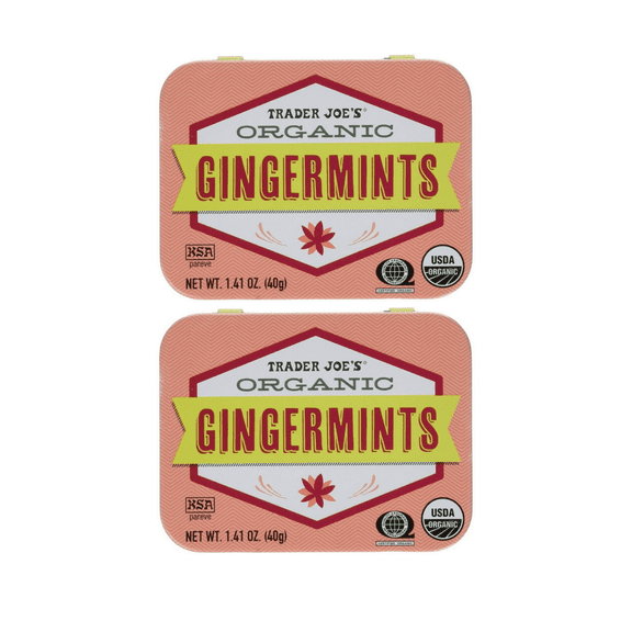Trader Joe's Organic Gingermints - Gluten-Free Vegan 1.41 oz  46g net weight(Pack of 2)