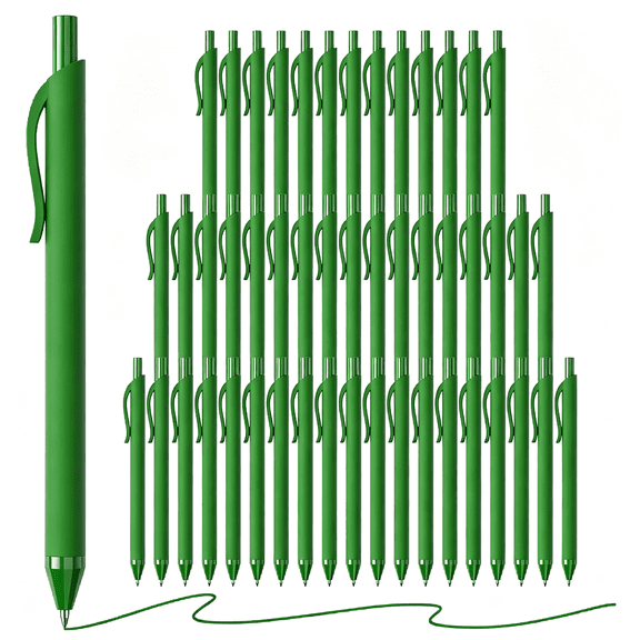 Dvjoy 50 Pack Green Ink Pens - Bulk Pens, 1.0MM Medium Point Ballpoint Pens, Smooth Writing No Bleed Retractable Ball Point Pen green ink pens (Green)