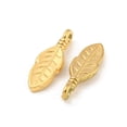 thumbnail image 2 of Ion Plating(IP) 304 Stainless Steel Pendants Leaf Charm Real 18K Gold Plated 15.5x5x3mm Hole: 1.5mm, 2 of 3