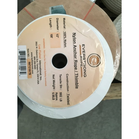 Everstrong Nylon Twisted Anchor Rope 1/2" with stainless steel thimble 100"