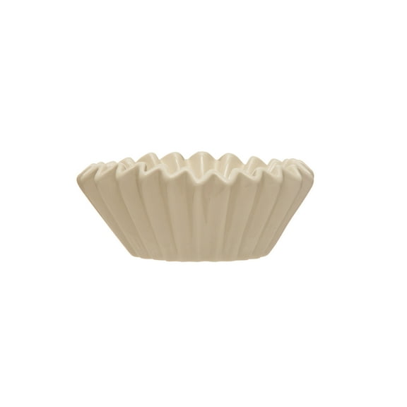 Creative Co-Op Fluted Stoneware Bowl, White