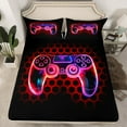 thumbnail image 2 of Manfei Red Purple Gamepad Twin Sheet Sets, Cartoon Game Console Twin Fitted Sheet, Teens Boys Girls Kids Flat Sheet, Ultra Soft Home Decor, 3pcs, 2 of 7