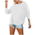 thumbnail image 2 of Dxzfnsa Oversized Sweatshirts for Women Womens Round Neck Long Sleeve Tops Casual Solid Color Loose Pullover Shirts Fashion Split Hem Sweatshirts, 2 of 7