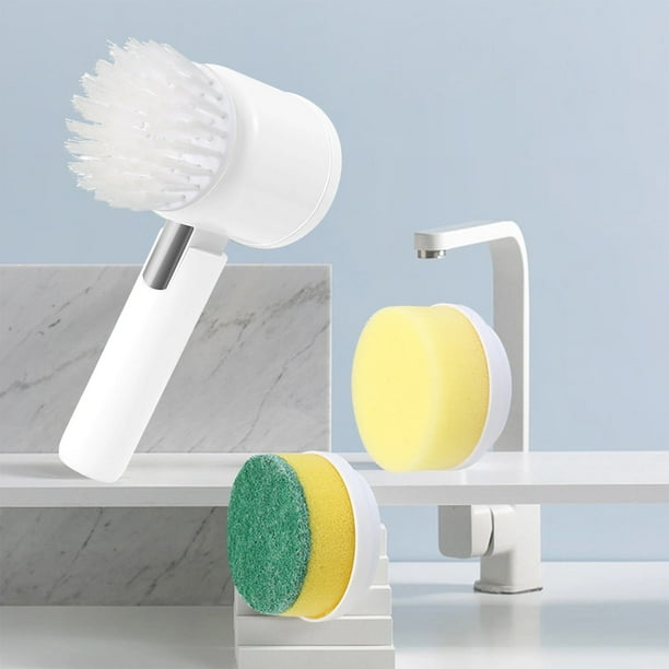 Cepillo de limpieza eléctrico recargable Scrub-ber | 3 cabezales reemplazables | Carga USB-C para limpieza de baños, cocinas y azulejos | Autonomía de 120 min
