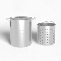 GasOne 30Qt Aluminum Stock Pot with Strainer and Lid – Large Deep Fryer Pot with Basket for Boiling